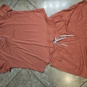 Casual Two-Piece Lounge Set - Rust